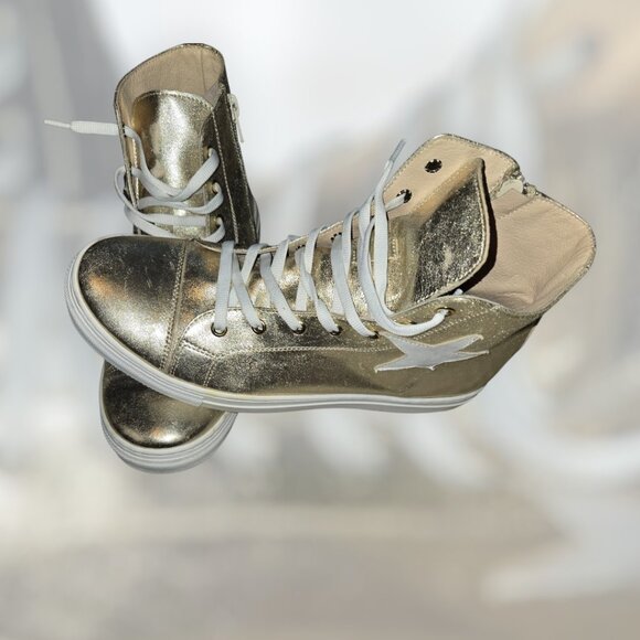 Michael Pasinkoff Gold Leather Star High-Top sz 9 / 40 - Picture 3 of 8
